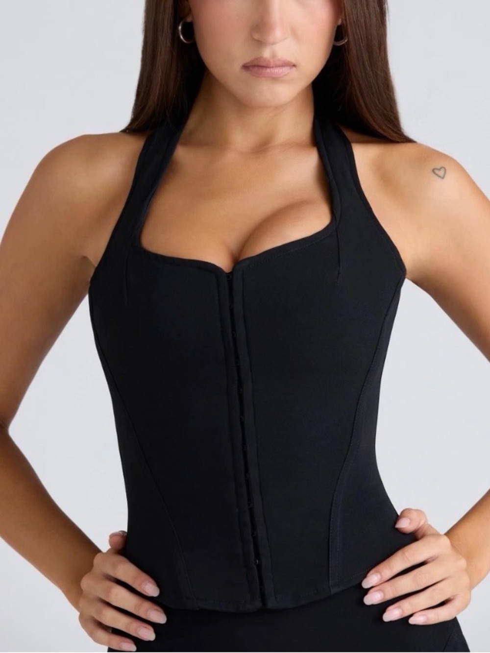 House of CB Black Halter Corset Crop Top